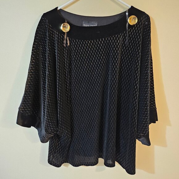 Frank Lyman Design Black Textured Velvet Tunic Top - Size 8 - Picture 1 of 9